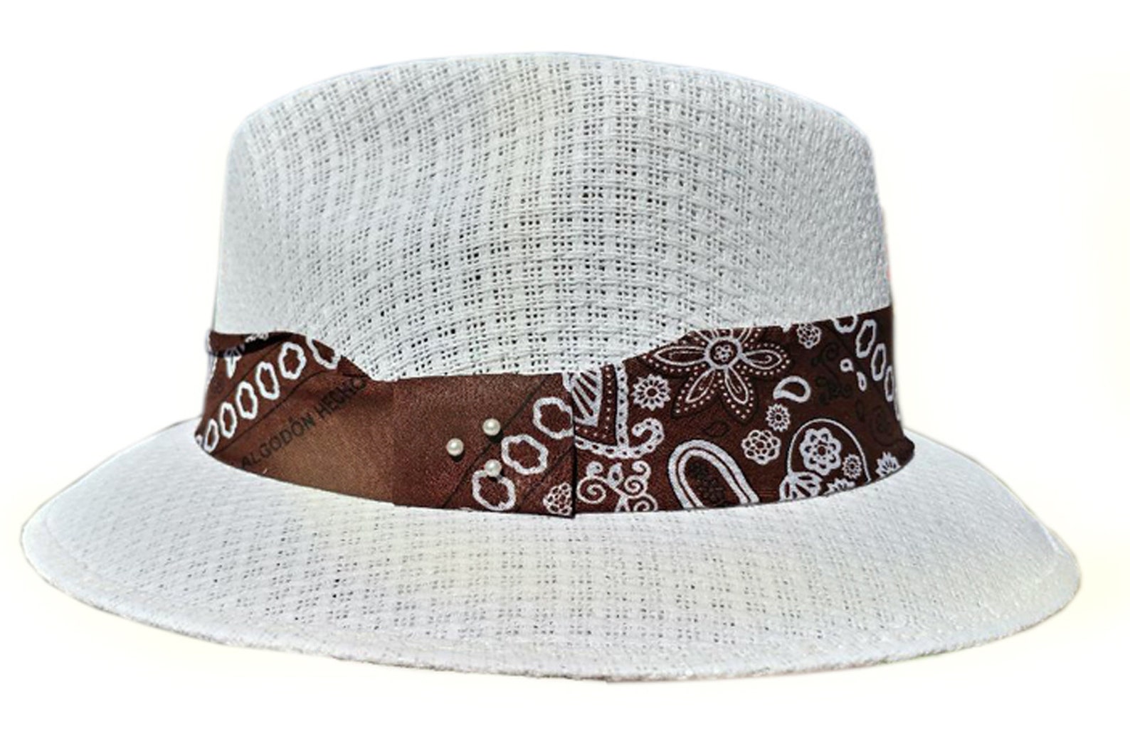 Brown bandana Fedora Derby Lowrider Straw Hat Brim Etsy