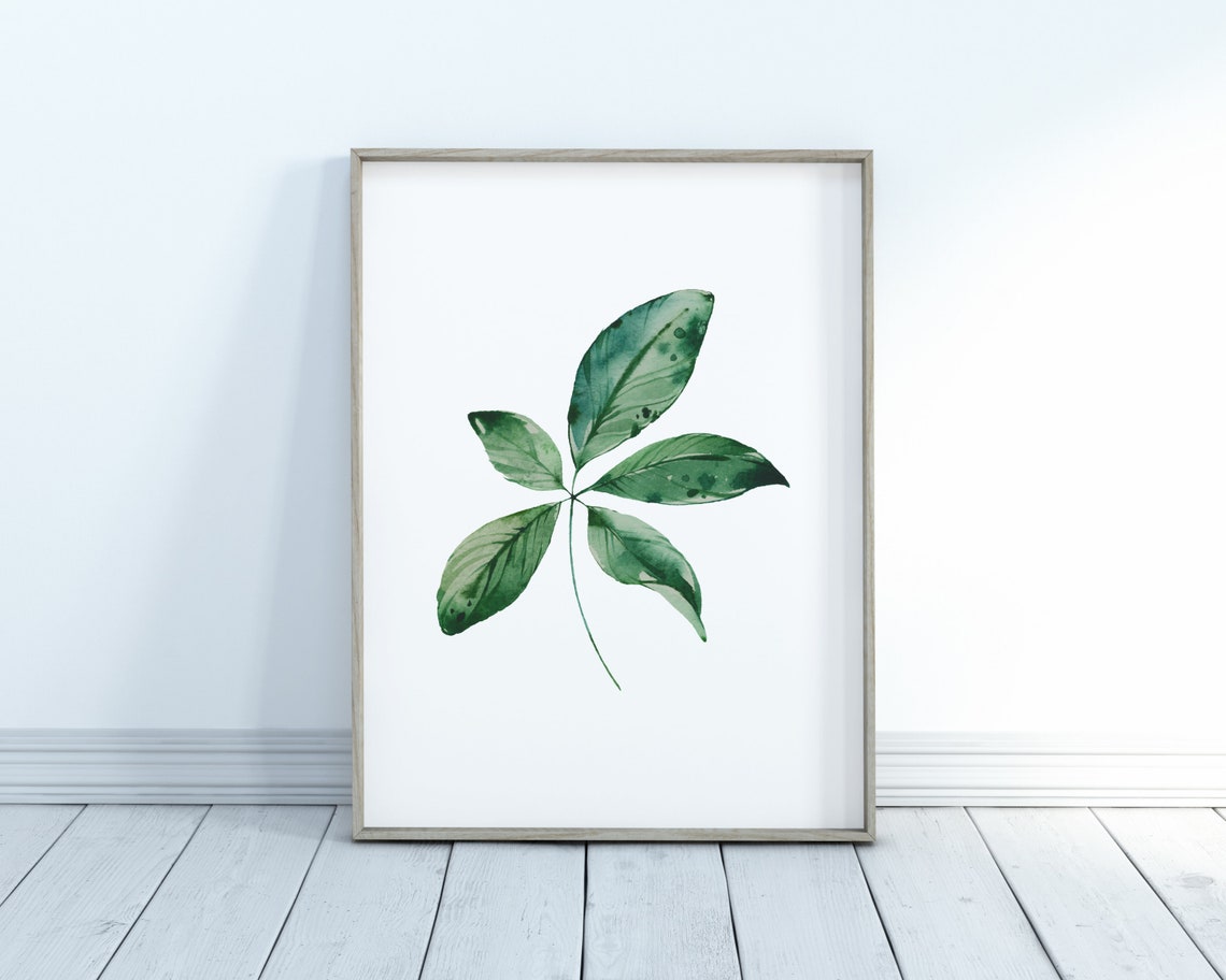 Leaf Wall Art Print Digital Download Botanical Leaf Etsy
