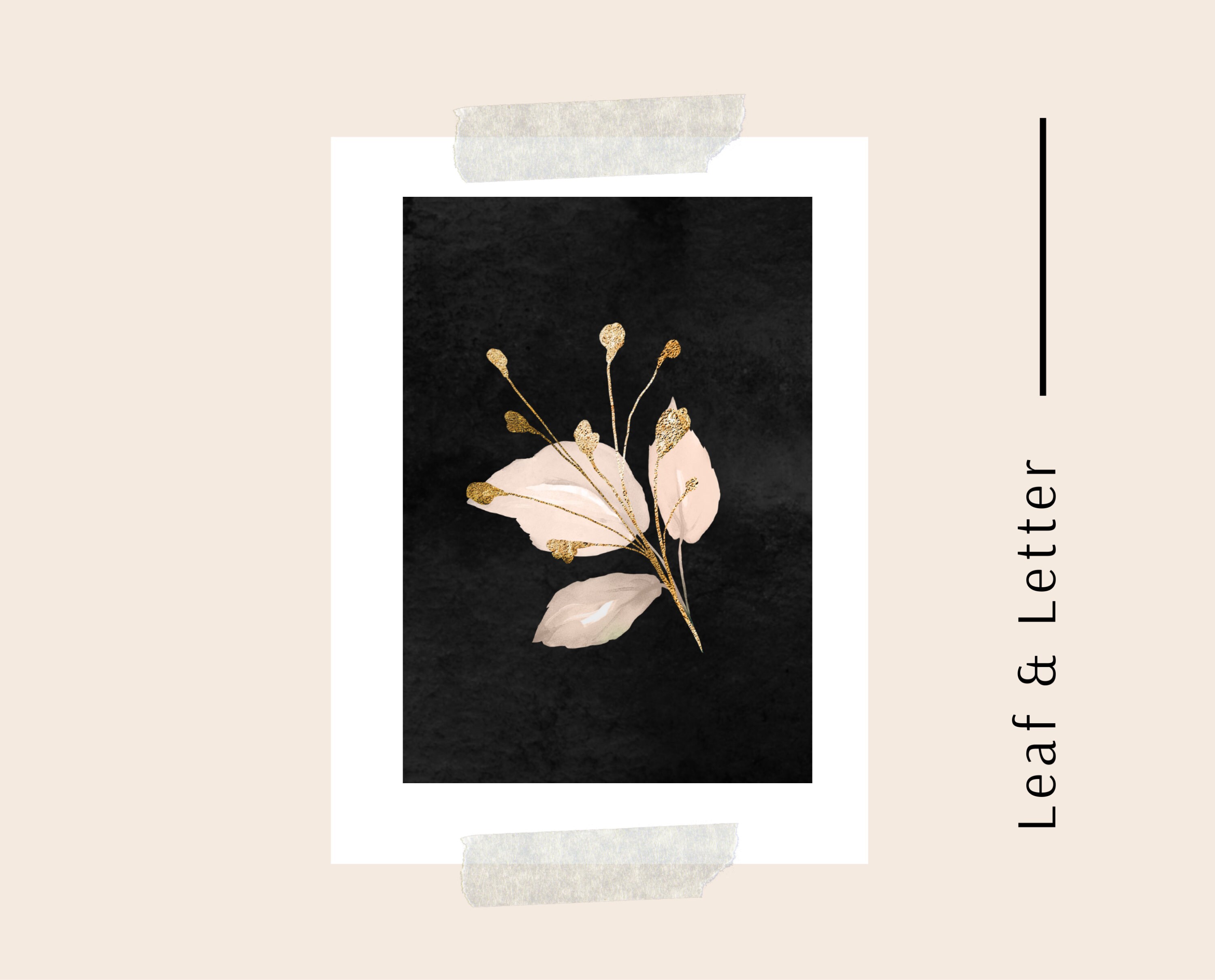 Watercolour Flower Print Pink and Gold Flower Wall Art Etsy