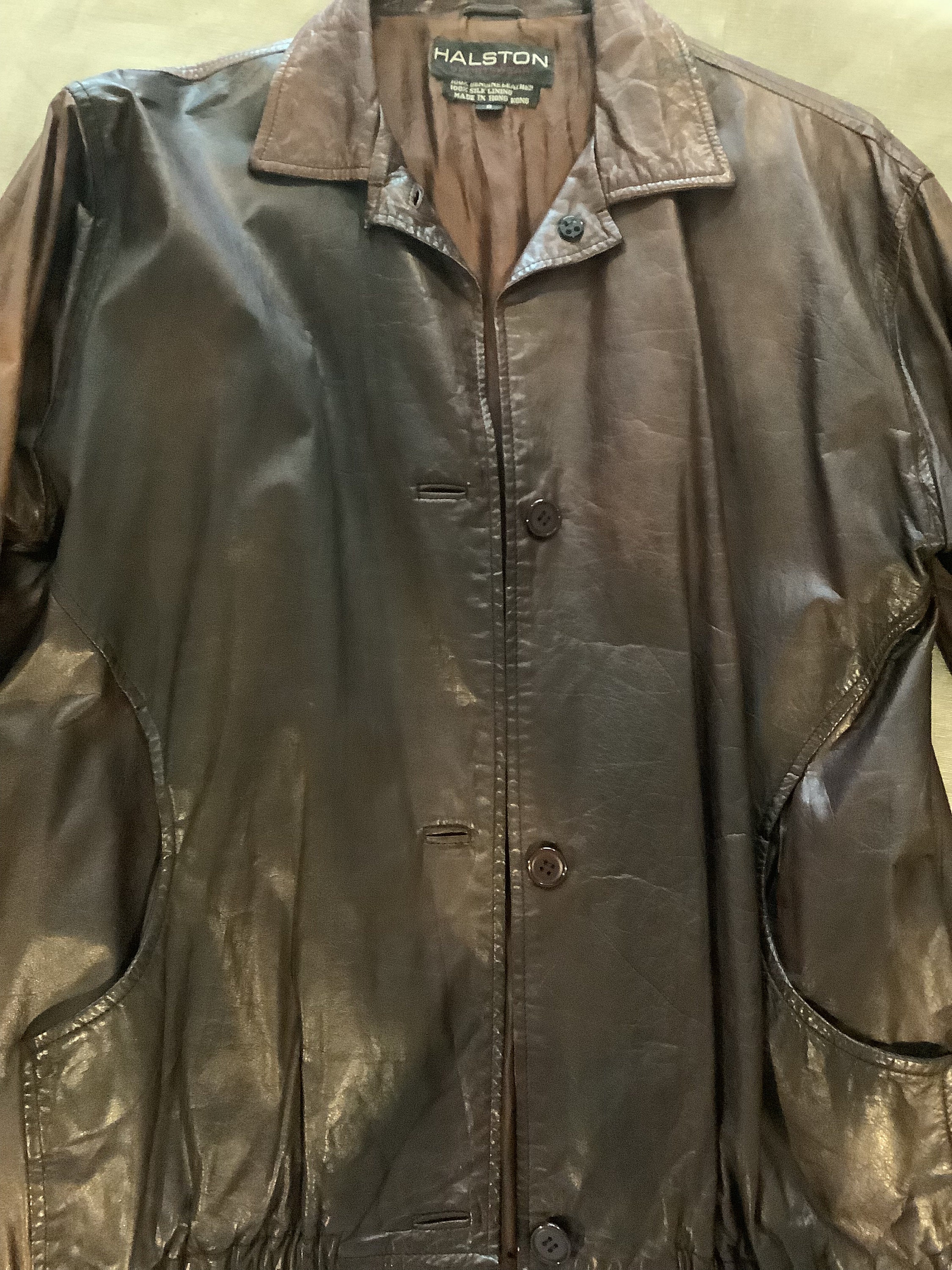 Halston Sportswear Brown Leather Jacket Size 8 Vintage - Etsy