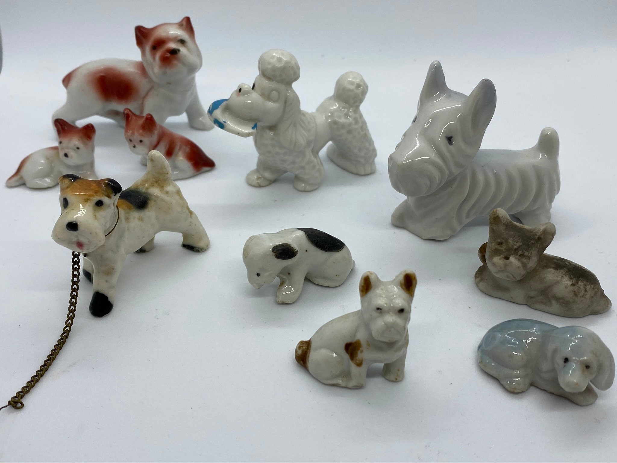Vintage Porcelain Miniature Dog Figurines Bone China Etsy