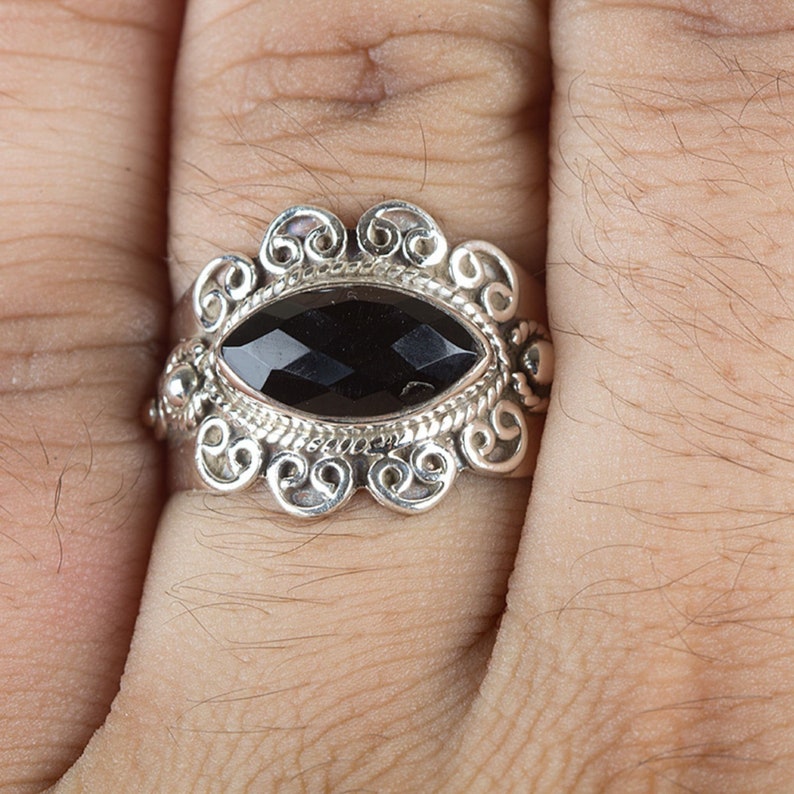 Black Onyx Dashing Ring 925 Sterling Silver Ring-December Birthstone,Promise Ring,Natural Black Onyx Ring-Handmade Silver Ring