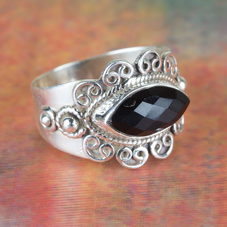 Black Onyx Dashing Ring 925 Sterling Silver Ring-December Birthstone,Promise Ring,Natural Black Onyx Ring-Handmade Silver Ring