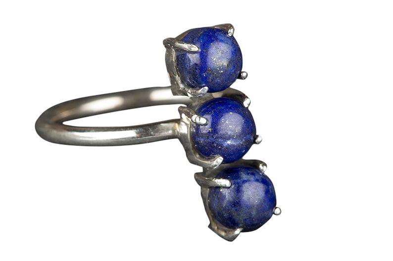 Bridesmaid Ring Blue Stone Ring Lapis Lazuli Ring Sterling Silver Ring Statement Ring September Birthstone Ring