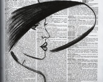 Paintress - Charcoal Drawing on Vintage Dictionary Paper, Giclée Print, Wall Art, Various Sizes