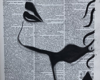 More - Charcoal Drawing on Vintage Dictionary Paper, Giclée Print, Wall Art, Various Sizes
