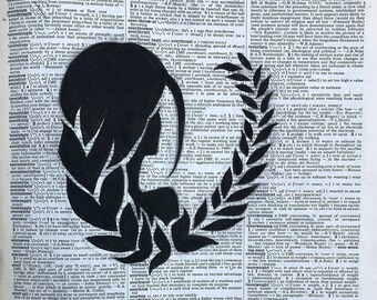 Overworld - Charcoal Drawing on Vintage Dictionary Paper, Wall Art, Various Sizes