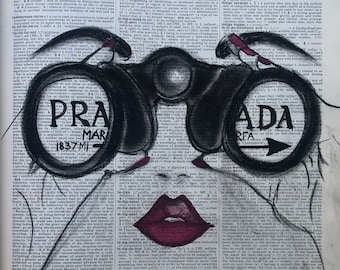 Indirection - Mixed Media Charcoal Drawing & Watercolor on Vintage Dictionary Paper, Giclée Print, Wall Art, Various Sizes