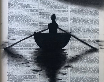 Heat - Charcoal Drawing on Vintage Dictionary Paper, Giclée Print, Wall Art, Various Sizes, Inspired by Loui Jover