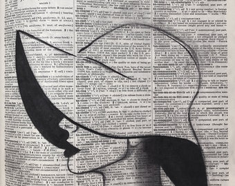 Uncompromising - Charcoal Drawing on Vintage Dictionary Paper, Wall Art, Various Sizes