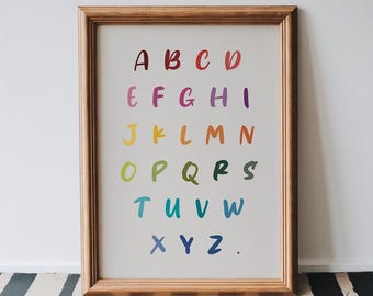 Nursery Alphabet Art Print | Multi-Coloured Illustrated Wall Decor