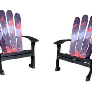 Ski Chair, Ski Rocker set of 2 skichairs, Customize your Recycled Plastic Snow Ski Rocker made from real snow skis