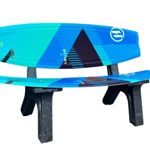 Surf or Wake Bench   Blue Wake Board Bench made with Real Wake Boards and Recycled Plastic Legs