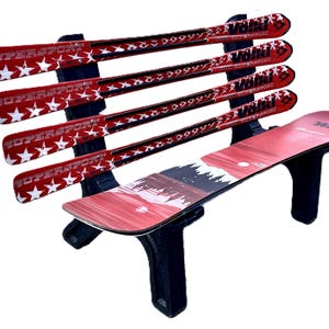 Mixed Snow Ski and Snowboard Bench, Recycled Snow Ski and Board Bench  -  Customize-Choose your type of Snow Skis and Boards