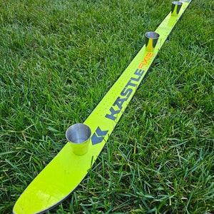 Shot Ski Kastle Neon Yellow Shot Ski, 4 shot made from real Snow Ski from the 80&#39;s