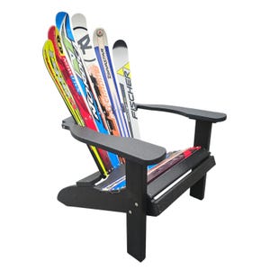 Ski Chair made from real Snow Skis - Customize your Recycled Plastic Snow Skichair with 6 Mixed skis