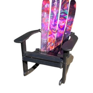 Recycled Plastic Snow Ski Adirondack Chair: Handmade Outdoor Rocker