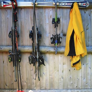 Ski Rack  Recycled Snow Ski Rack that holds Skis, Poles and Coats