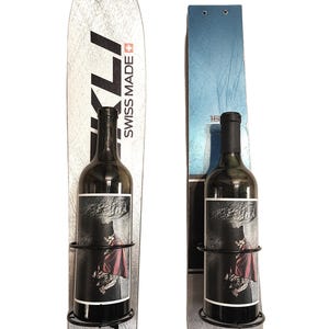 Snow Ski Wine Rack- Wall Mounted - set of 2 made from an authentic tip and tail of a snow ski