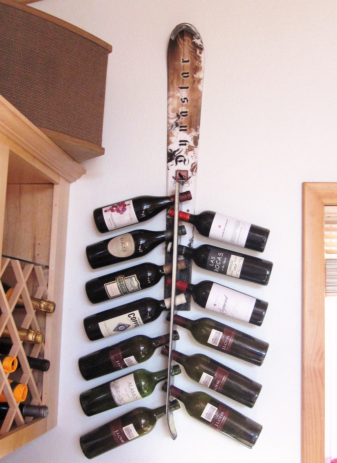 Wall Mounted Recycled Snow Ski Wine Rack for 13 Bottles Etsy