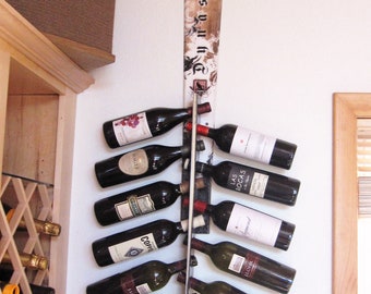 Wine Rack    Wall Mounted Recycled Snow Ski Wine Rack for 12 Bottles