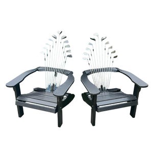 Golf Chair, Set von 2 Golf Chairs, aus Recycled Plastik und einem echten Satz Golfschläger