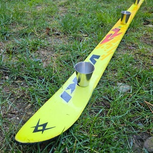 Shot Ski   Legendary Volkl P50 Neon Yellow Shot Ski 4 shot, Large 2.5oz Shots, SkiShot, made from real skis