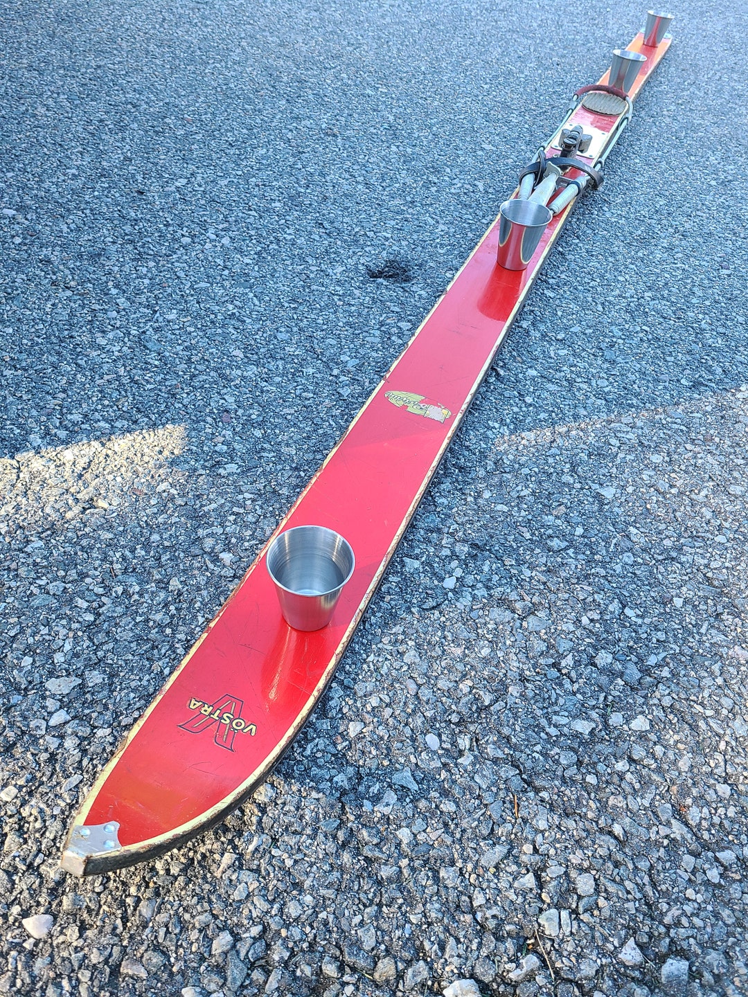 Shot Ski Antique Old School Red Vostra Ski From the 60's Shot Ski, 4