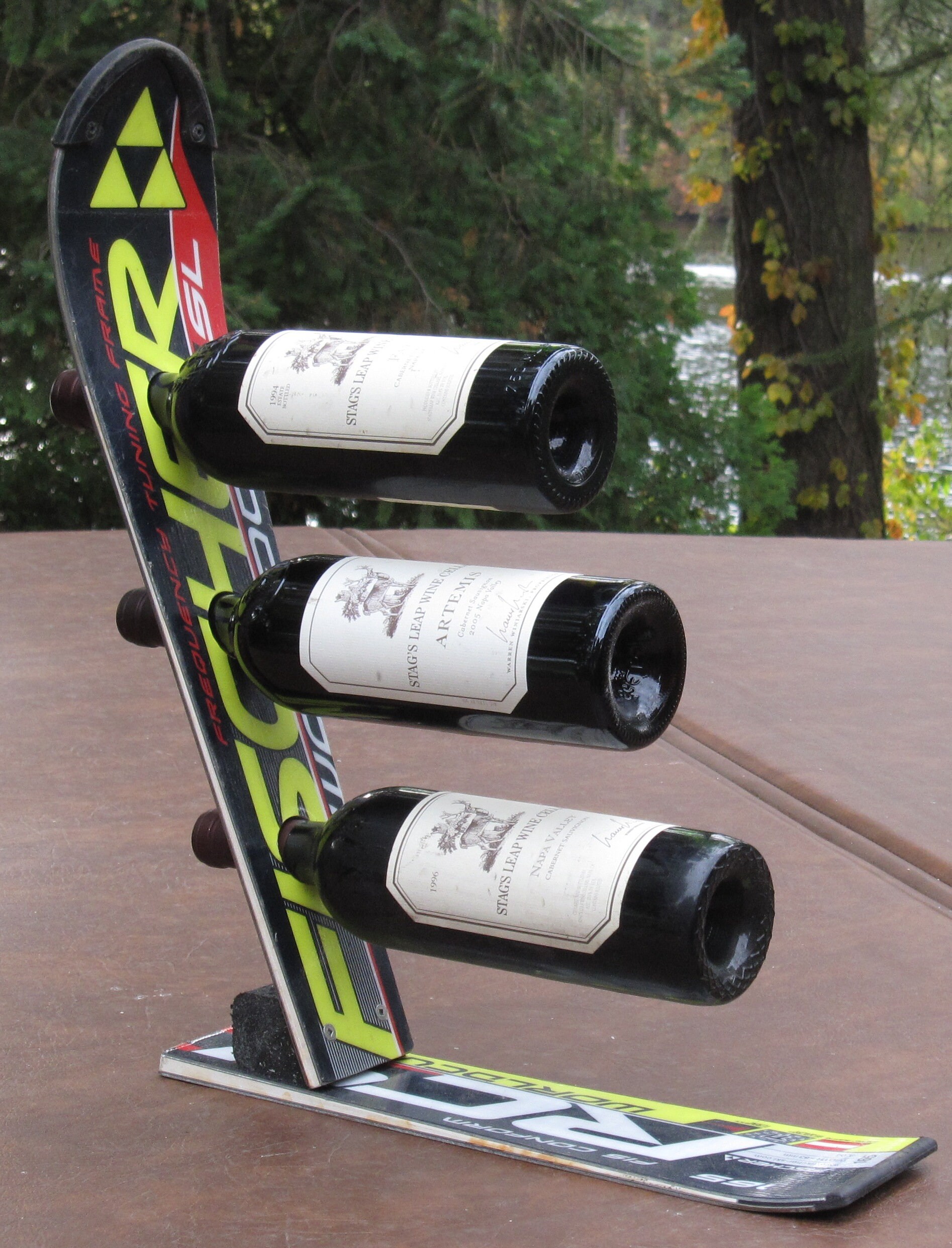 Beer Rack Snowmobile Recycled Snow Ski Wine Rack - Handmade Fischer Racing Decor - Etsy