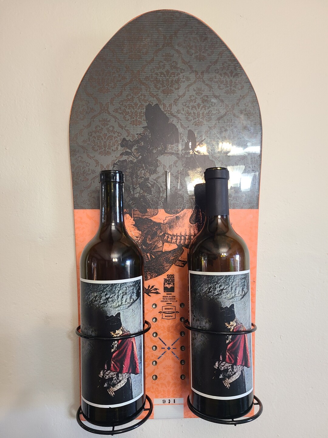 Snowboard Wine Rack Wall Mount or Tabletop Set of 2 Wine Racks Made