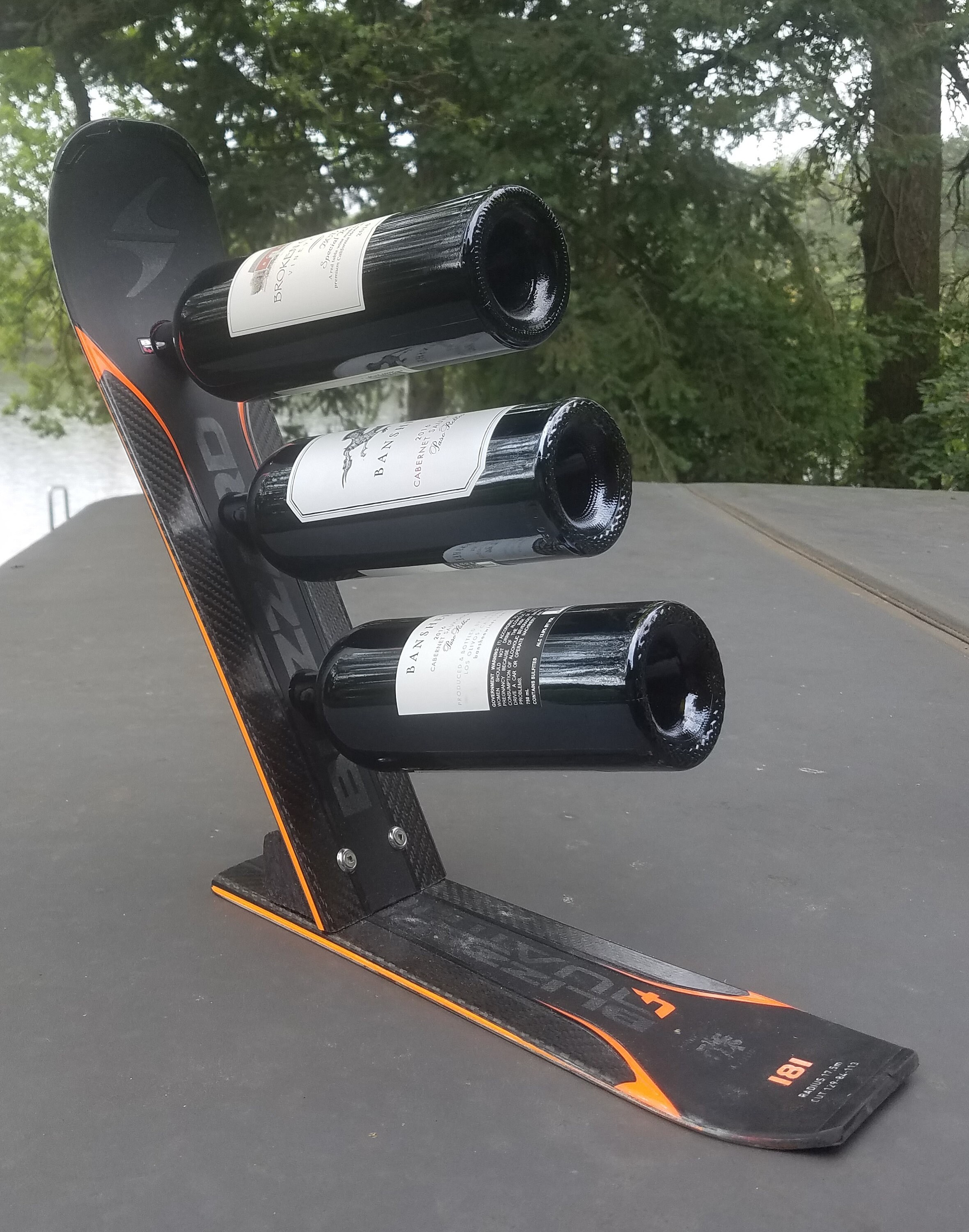 Snow Ski Wine Rack made from a real snow ski