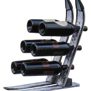 Wine Rack    Twiner Recycled Snow Ski Wine Rack for 6 bottles