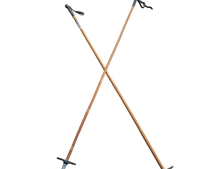 Antique Bamboo Ski Poles: 1970s Wall Decor, 48 inch