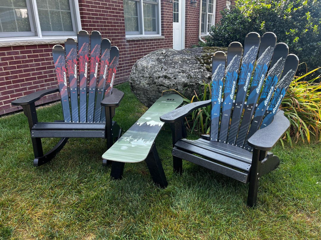 Ski Patio Set: Adirondack Chair, Rocker, Snowboard Table - Etsy