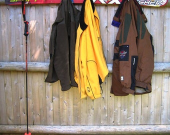 Coat Rack  Recycled Snow Ski Coat Rack with Wooden Pegs