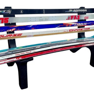 Snow Ski Bench made from real Old School Straight Skis