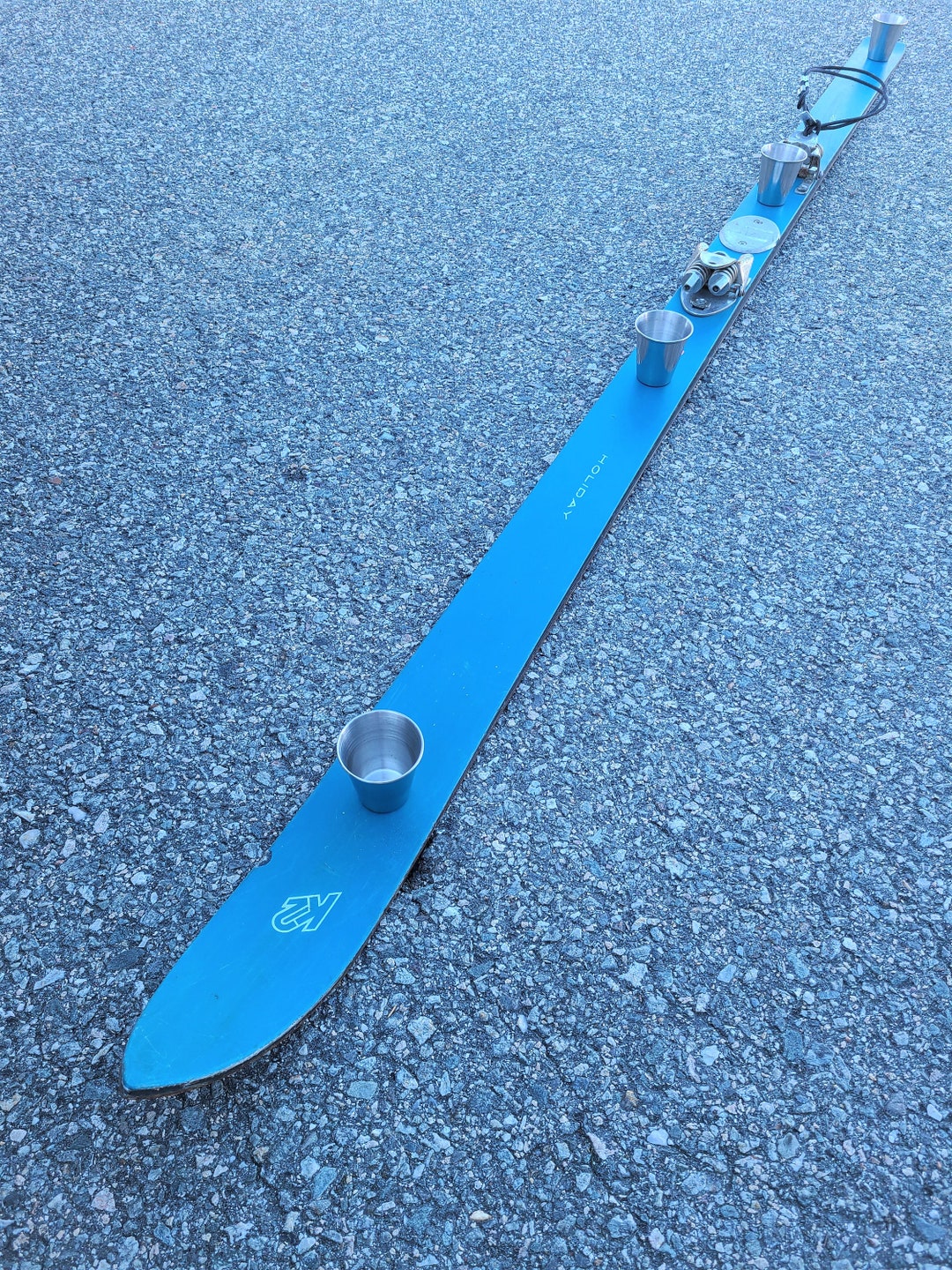 Shot Ski Antique Old School Blue K2 Shot Ski, 4 Shot Made From Real