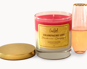 CHAMPAGNE LIFE - Celebrate Layered Candle {strawberries + champagne}