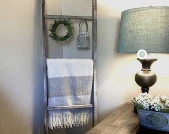 Rustic Wooden Ladder Primitive Farm House Quilt Holder Towel Holder Rustic Wooden Ladder Primitive Farm House Quilt Holder Towel Holder
