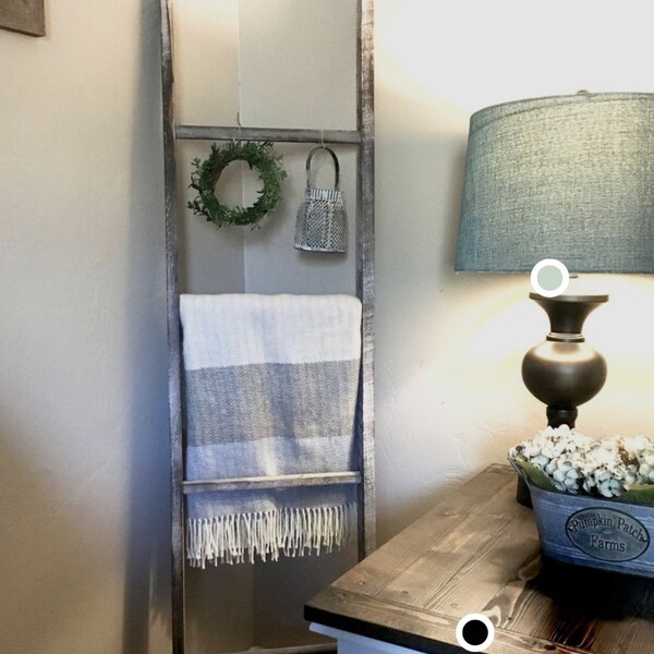 Rustic wooden ladder, primitive, farm house, quilt holder, towel holder,