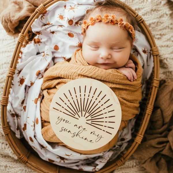 You are my sunshine wooden disc | Photo Prop | Nursery Decor | Milestones | Newborn Photos | Newborn Photography | Boho Decor | Sun Decor |