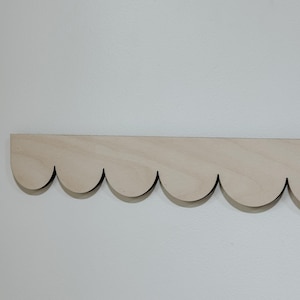 Scalloped Wood Trim | Laser Cut Birch Trim | 6mm Thick Decorative Wall Molding | Unfinished Wood Trim for DIY Projects | Cottagecore Nursery