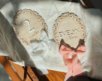 Kamienie milowe inspirowane stylem vintage | kamień milowy dziecka | miesięczny kamień milowy | spersonalizowany znak narodzin dziecka | ogłoszenie o narodzinach | baby shower | narodziny dziecka