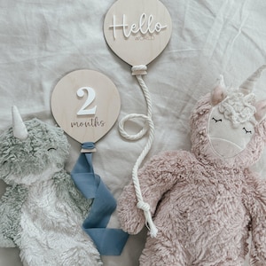 Balloon Milestone | Balloon Birth Announcement | Modern Milestones | Baby Shower gift | Boho Baby | Wooden Milestone | Newborn | Pregnancy