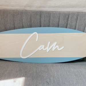 Wood Name Surfboard Sign | Nursery Décor for Children's Room| Teen Room | Beach Ocean Themed Nursery Kids Room | Surf Room | Playroom | surf