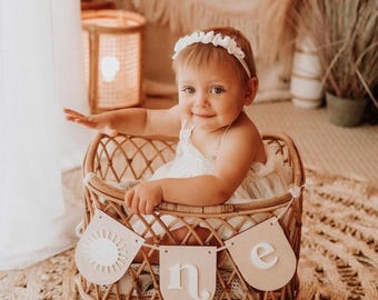 Wood Birthday Banner | High Chair Banner | Boho High Chair Banner | First Birthday High Chair Banner | Boho First Birthday | One Banner