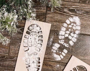 Plantillas para huellas de botas de Papá Noel Plantilla mágica para huellas de Papá Noel en Nochebuena / Plantilla de madera reutilizable para huellas de Papá Noel
