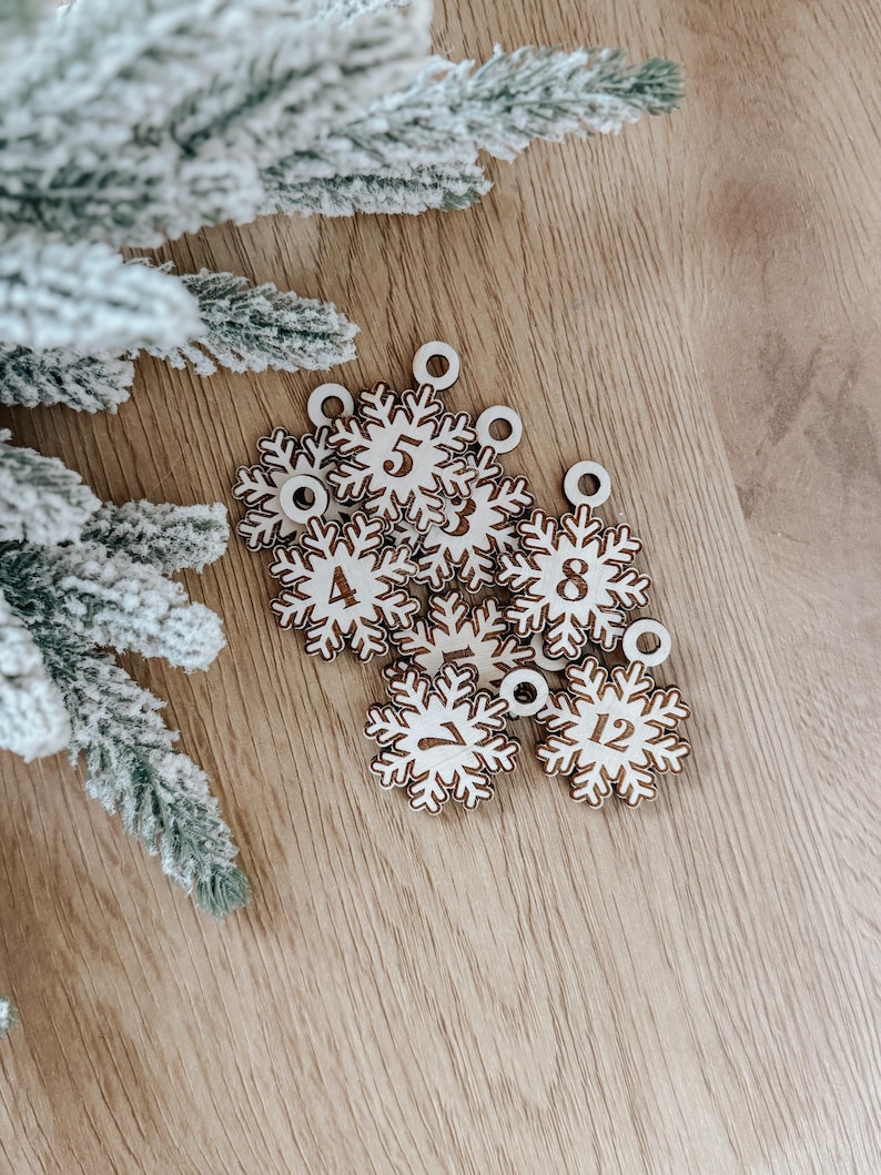 Wooden Advent Calendar Village - Christmas Decor close-up view
