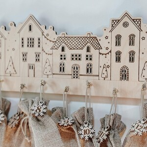 Wooden Advent Calendar Village - Christmas Decor alternate view