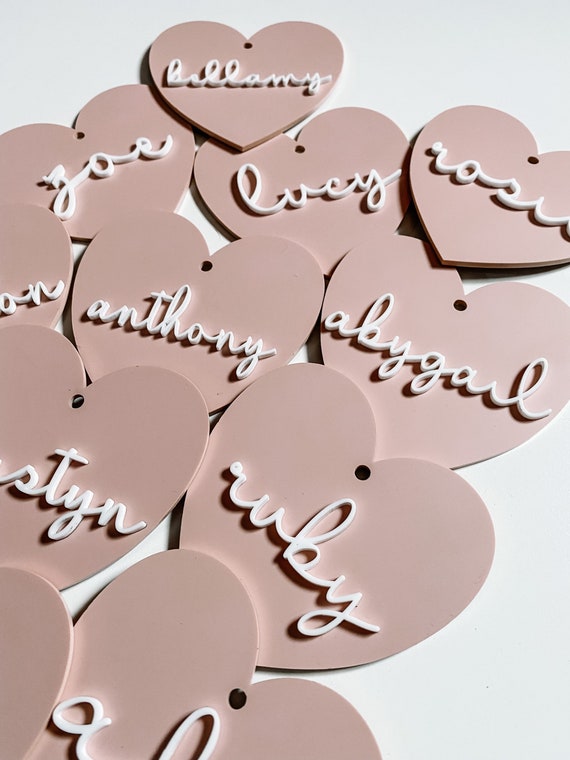 Acrylic Heart Tag with Engraved Name